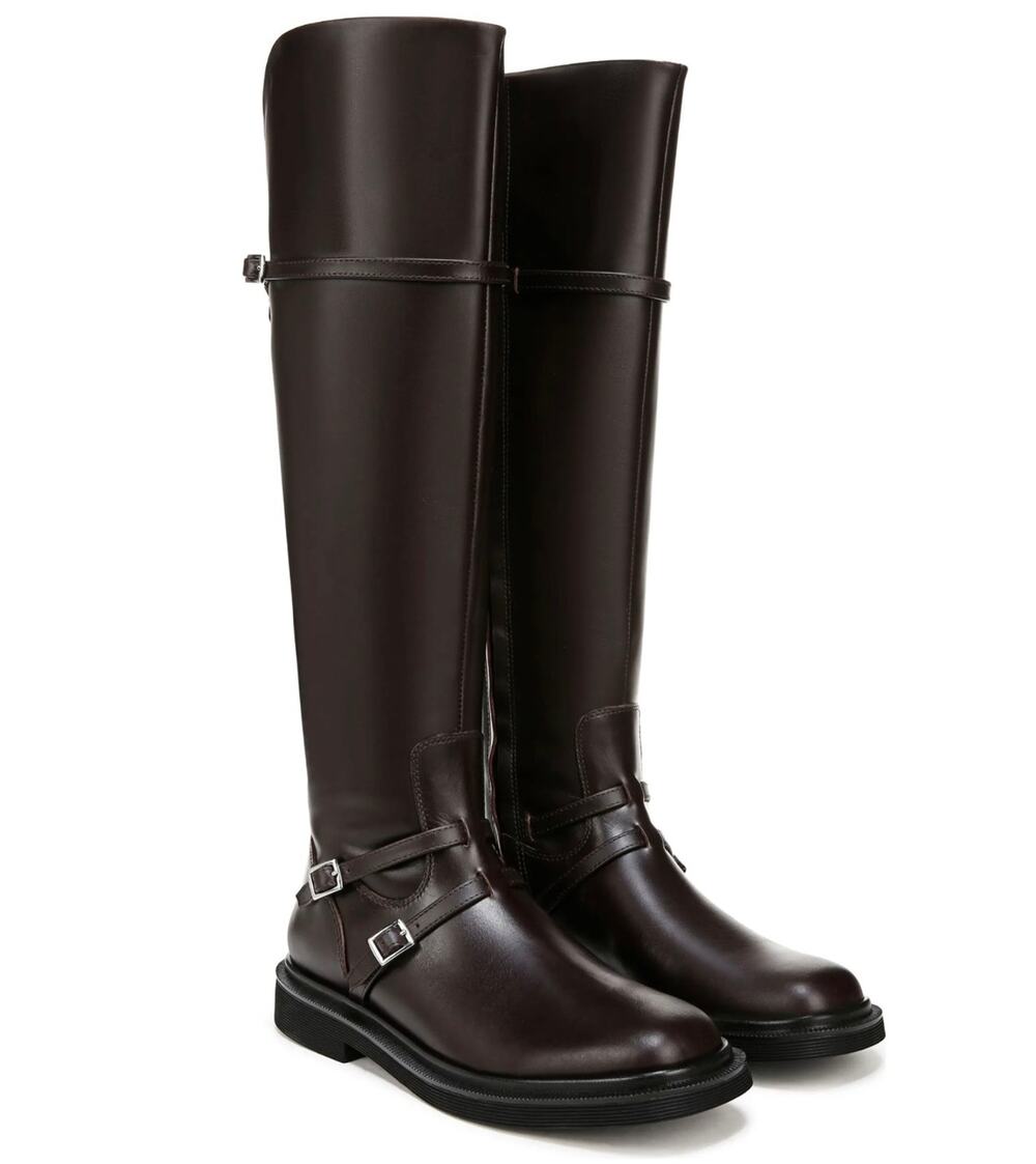 Franco Sarto Ainsley Tall Riding Boot Sz 8 Brown Leather Low Heel Knee-High New